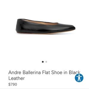 Gabriela Hearst Andre ballerina Flat Shoe Black Leather EU39-Retails $790